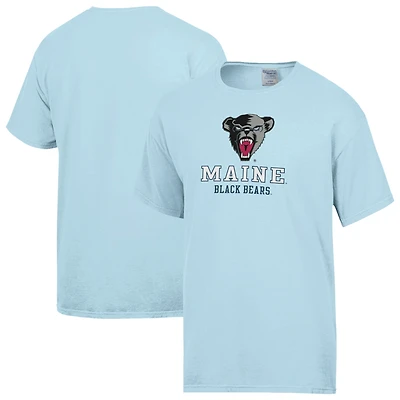 Men's ComfortWash Blue Maine Black Bears Logo Over Stacked T-Shirt
