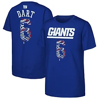 Youth Outerstuff Jaxson Dart Royal New York Giants Drip Player Name & Number Mainliner T-Shirt