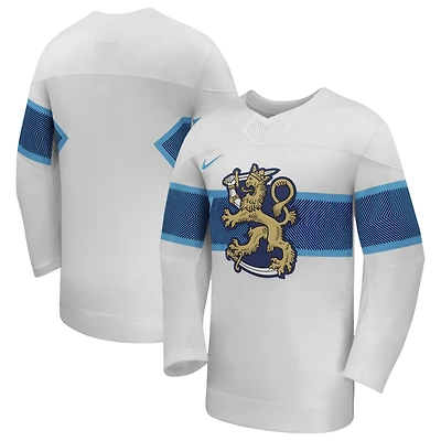 Men's Nike  Finland Hockey White 2026 Away Replica Jersey