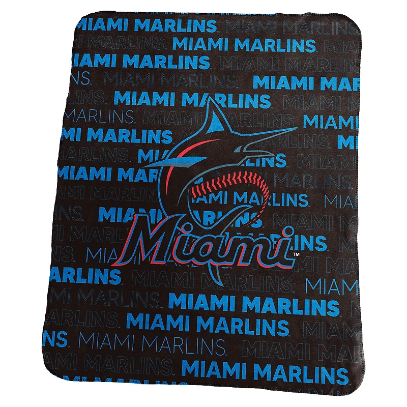 Miami Marlins Classic Fleece Throw Blanket