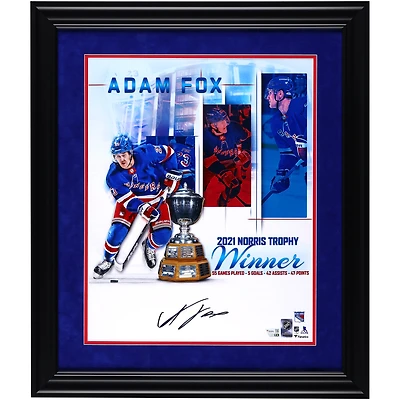 Adam Fox New York Rangers Autographed Framed 16" x 20" 2021 Norris Trophy Stylized Photograph - Suede Matting