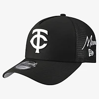 Men's New Era Black Minnesota Twins Side Script 9FORTY A-Frame Trucker Adjustable Hat
