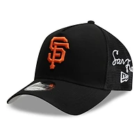 Men's New Era Black San Francisco Giants Side Script 9FORTY A-Frame Trucker Adjustable Hat