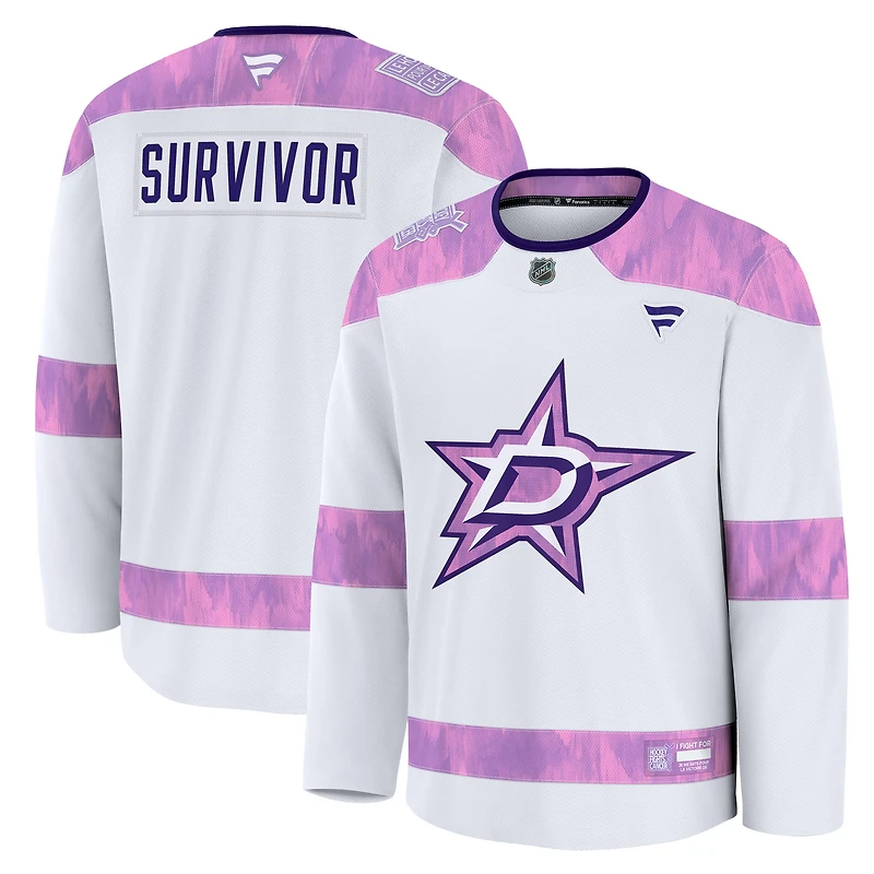 Men's Fanatics White Dallas Stars Hockey Fights Cancer Practice Jersey