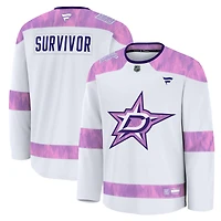 Men's Fanatics White Dallas Stars Hockey Fights Cancer Practice Jersey