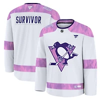 Men's Fanatics White Pittsburgh Penguins Hockey Fights Cancer Practice Jersey