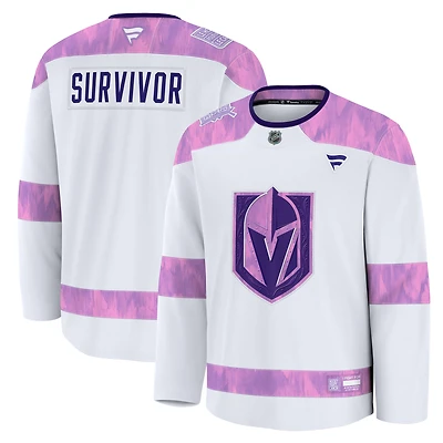 Men's Fanatics White Vegas Golden Knights Hockey Fights Cancer Practice Jersey