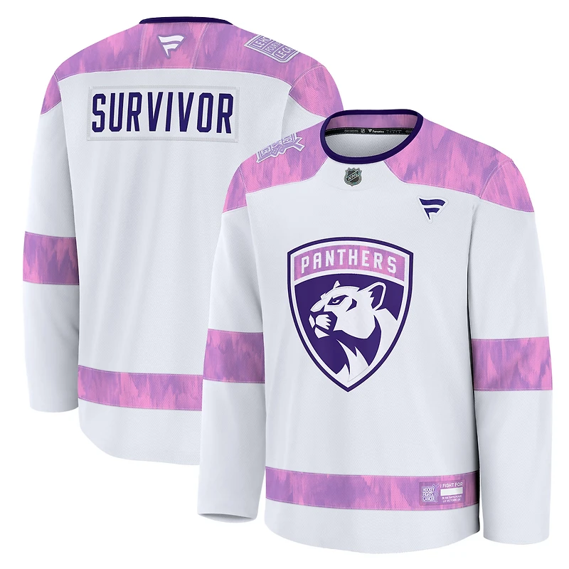 Men's Fanatics White Florida Panthers Hockey Fights Cancer Survivor Practice Jersey