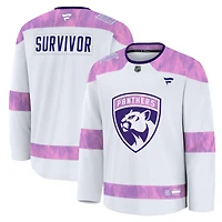 Men's Fanatics White Florida Panthers Hockey Fights Cancer Survivor Practice Jersey