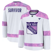Men's Fanatics White New York Rangers Hockey Fights Cancer Practice Jersey