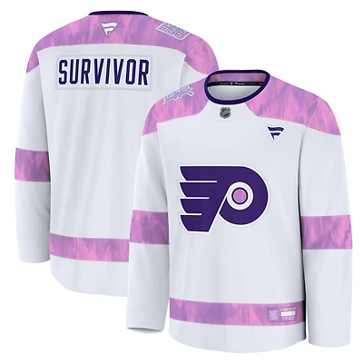 Men's Fanatics White Philadelphia Flyers Hockey Fights Cancer Practice Jersey