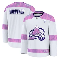 Men's Fanatics White Colorado Avalanche Hockey Fights Cancer Practice Jersey