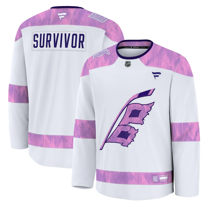Men's Fanatics White Carolina Hurricanes Hockey Fights Cancer Practice Jersey