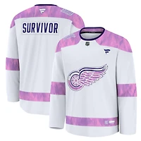 Men's Fanatics White Detroit Red Wings Hockey Fights Cancer Survivor Practice Jersey