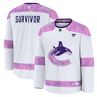 Men's Fanatics White Vancouver Canucks Hockey Fights Cancer Practice Jersey