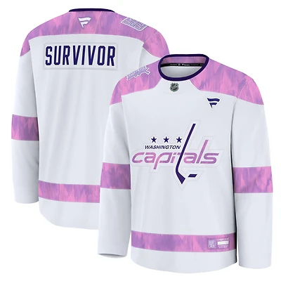 Men's Fanatics White Washington Capitals Hockey Fights Cancer Practice Jersey