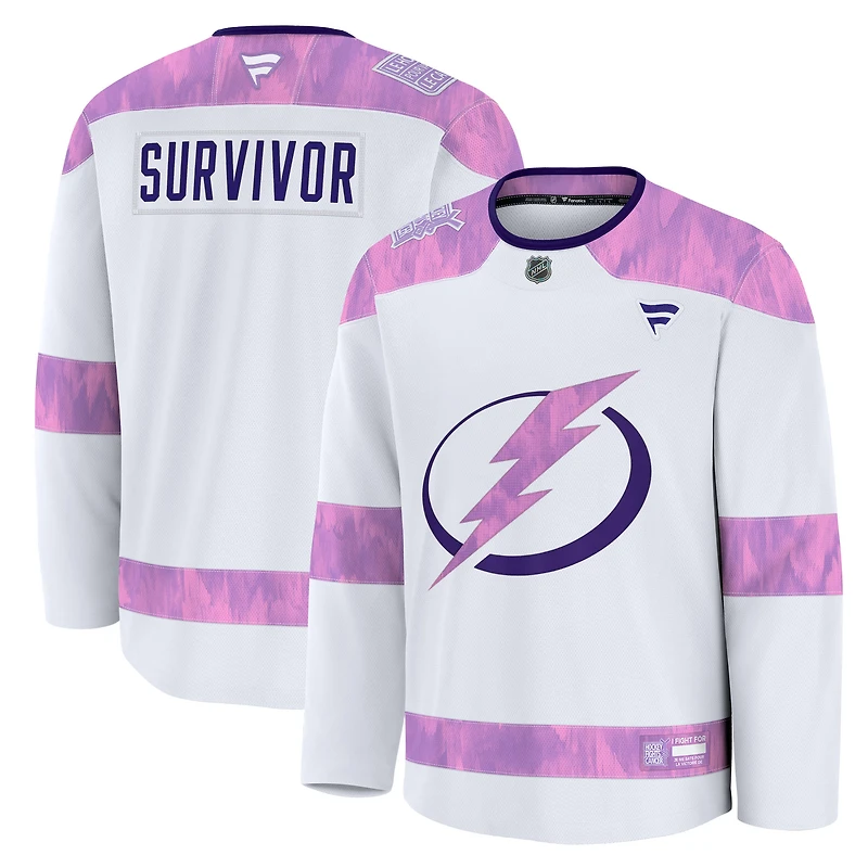 Men's Fanatics White Tampa Bay Lightning Hockey Fights Cancer Practice Jersey
