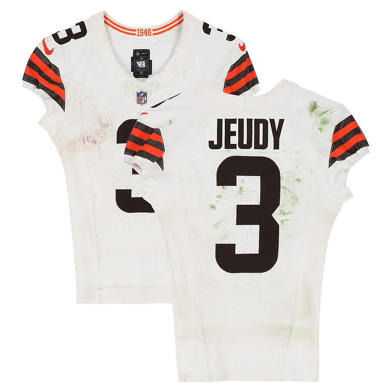 Jerry Jeudy Cleveland Browns Game-Used #3 White Nike Jersey vs. Pittsburgh Steelers on October 12, 2025