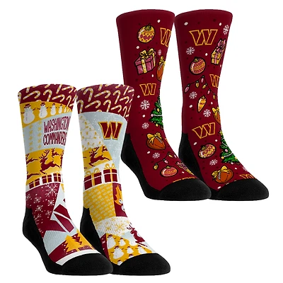 Youth Rock Em Socks Washington Commanders Holiday Remix Crew Socks Two-Pack