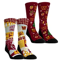 Youth Rock Em Socks Washington Commanders Holiday Remix Crew Socks Two-Pack