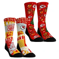 Youth Rock Em Socks Kansas City Chiefs Holiday Remix Crew Socks Two-Pack
