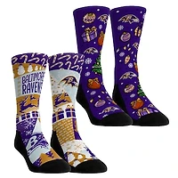 Youth Rock Em Socks Baltimore Ravens Holiday Remix Crew Socks Two-Pack