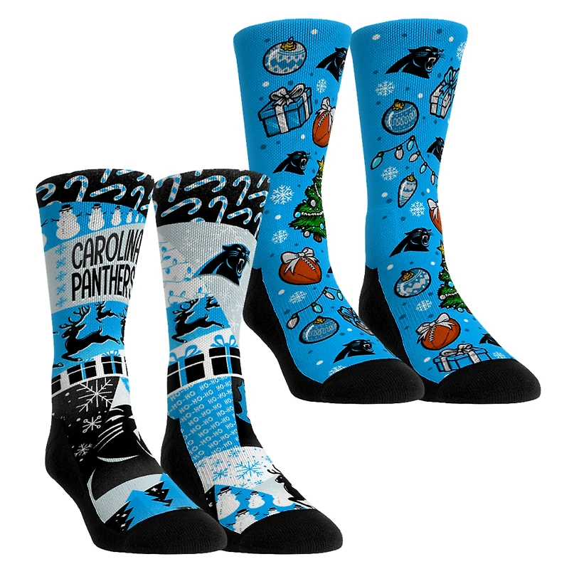 Youth Rock Em Socks Carolina Panthers Holiday Remix Crew Socks Two-Pack