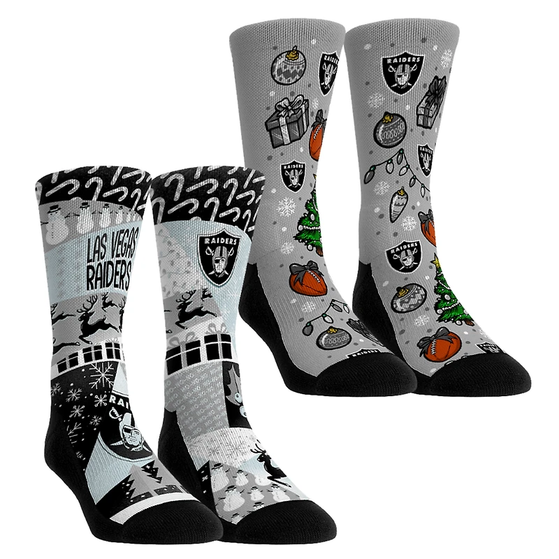Youth Rock Em Socks Las Vegas Raiders Holiday Remix Crew Socks Two-Pack