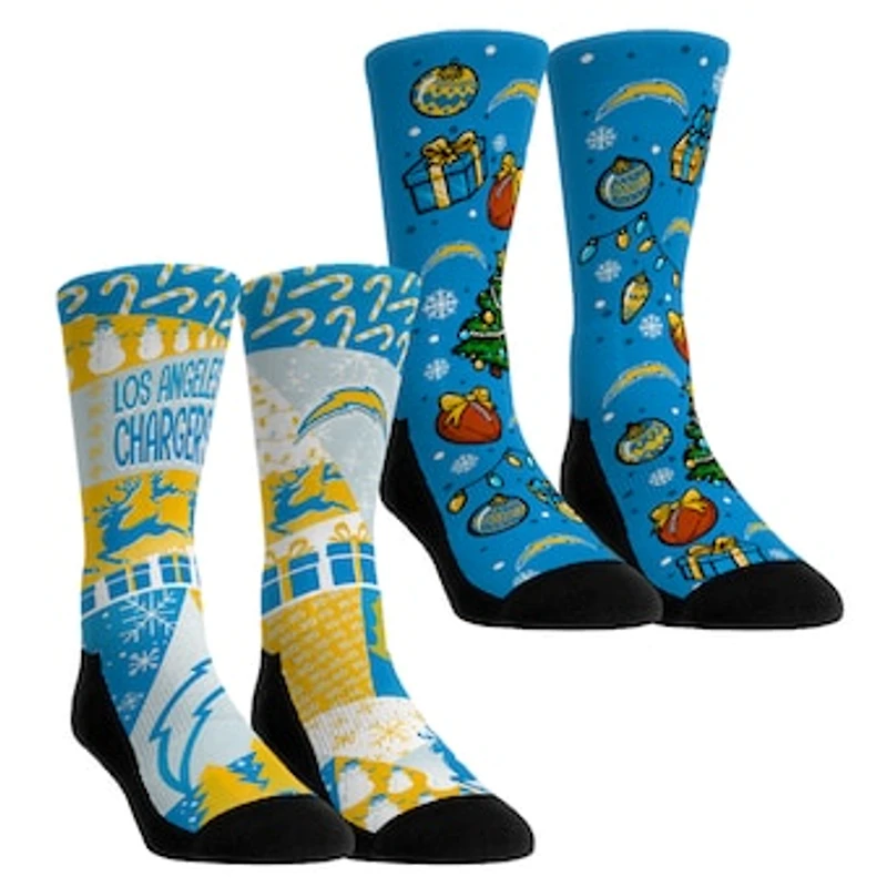 Youth Rock Em Socks Los Angeles Chargers Holiday Remix Crew Socks Two-Pack