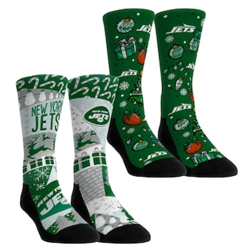 Youth Rock Em Socks New York Jets Holiday Remix Crew Socks Two-Pack