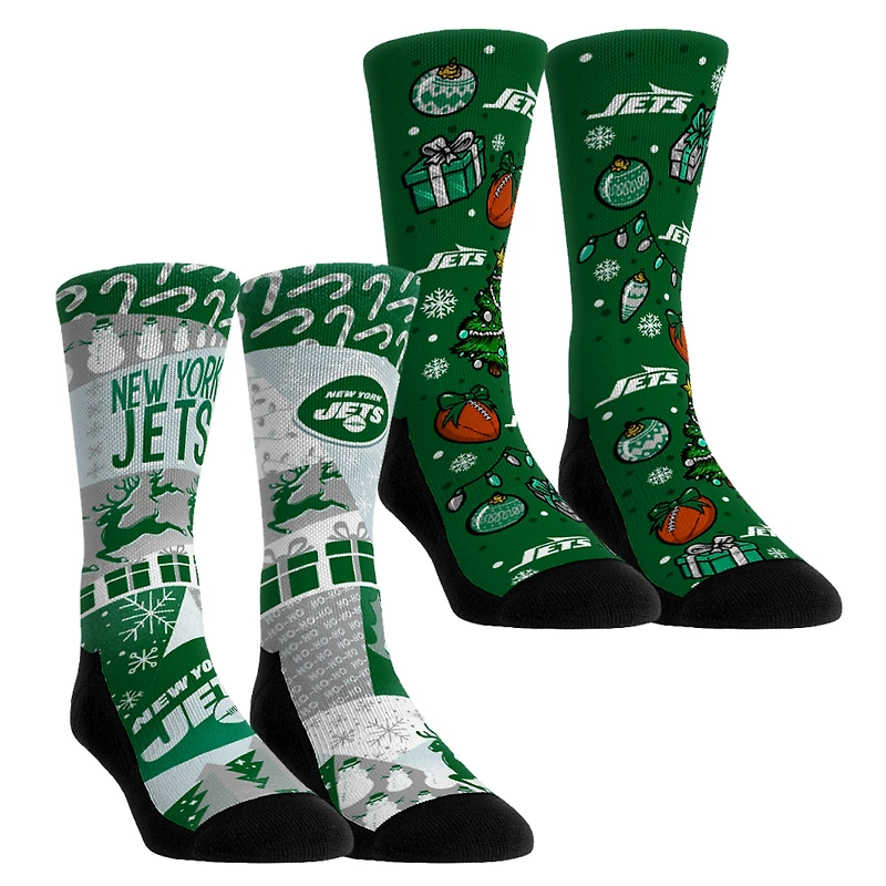 Youth Rock Em Socks New York Jets Holiday Remix Crew Socks Two-Pack
