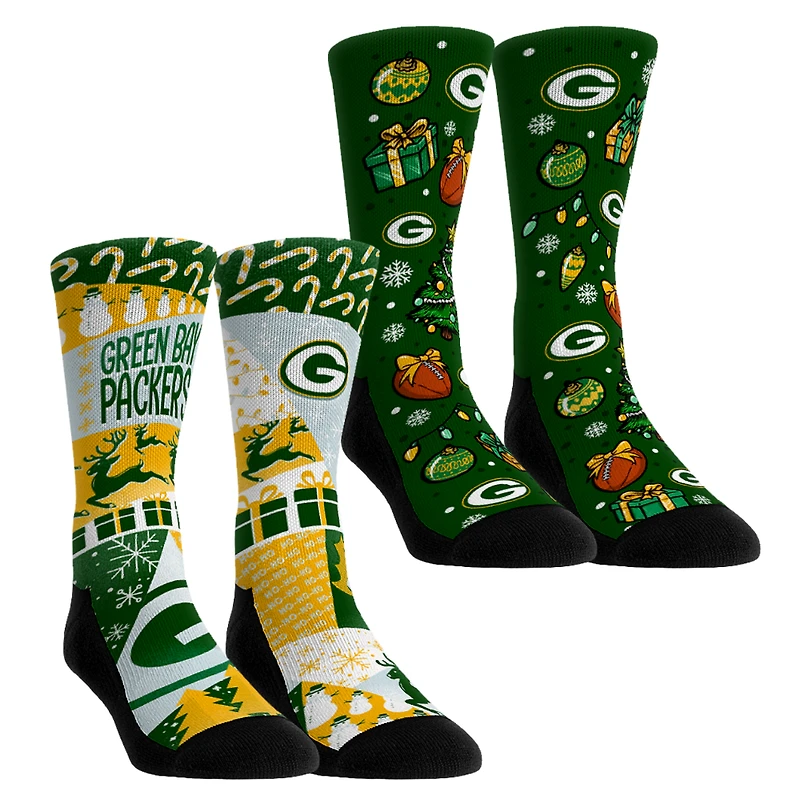Youth Rock Em Socks Green Bay Packers Holiday Remix Crew Socks Two-Pack