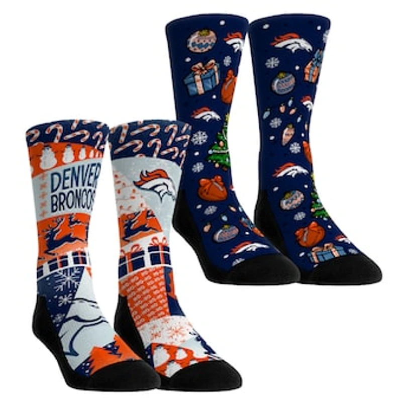 Youth Rock Em Socks Denver Broncos Holiday Remix Crew Socks Two-Pack