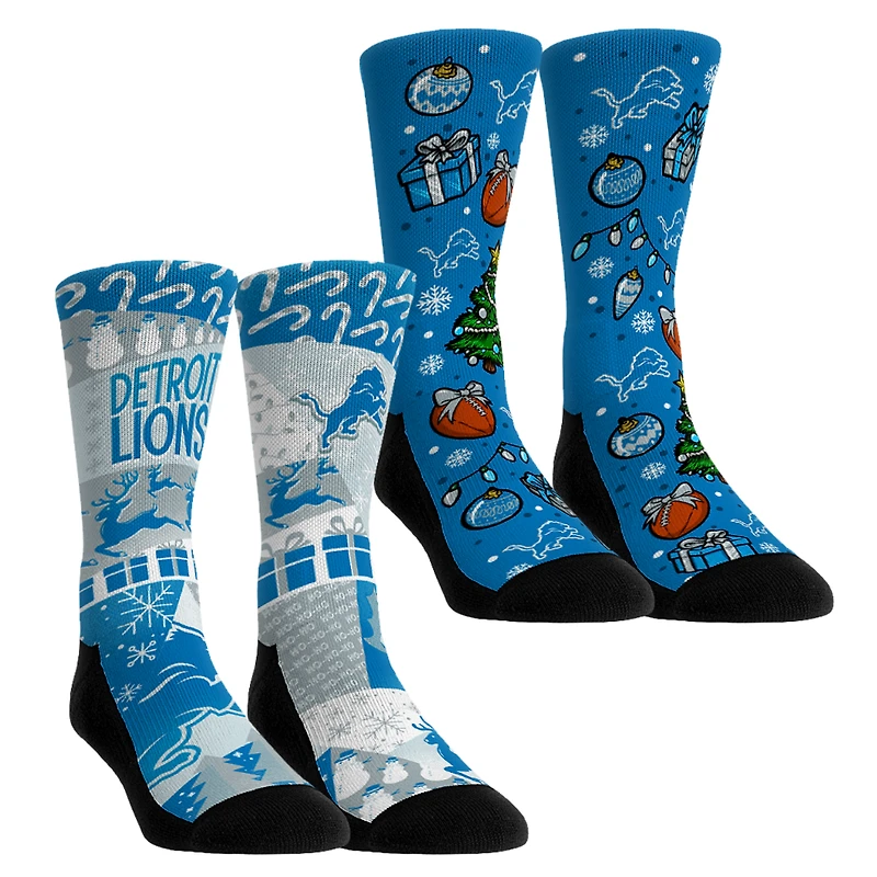 Youth Rock Em Socks Detroit Lions Holiday Remix Crew Socks Two-Pack
