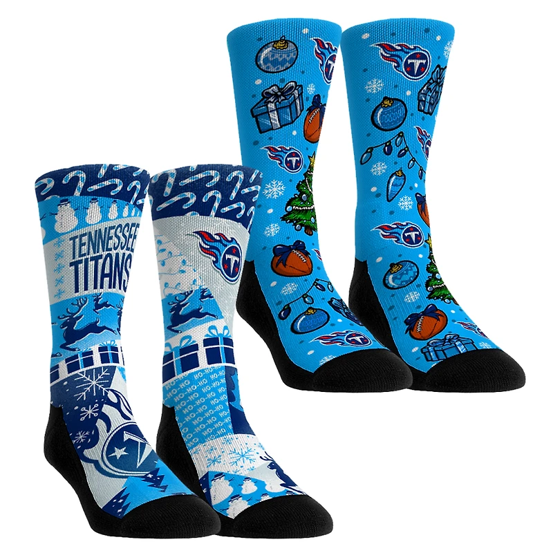 Youth Rock Em Socks Tennessee Titans Holiday Remix Crew Socks Two-Pack