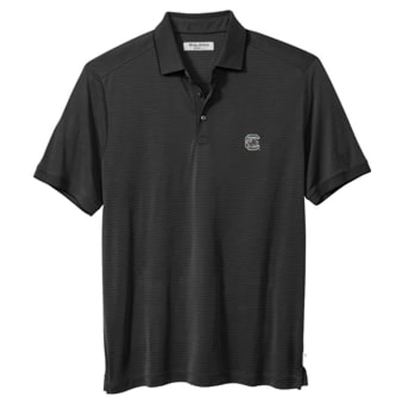 Men's Tommy Bahama Black South Carolina Gamecocks IslandZone Bay Stripe Polo