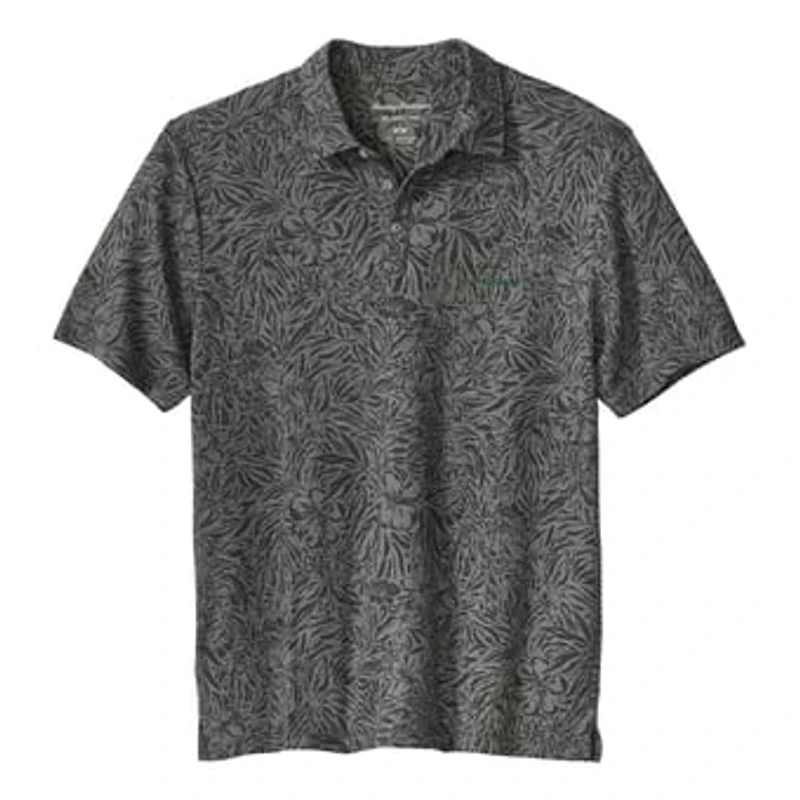 Men's Tommy Bahama Gray Oregon Ducks IslandZone Wild Hibiscus Tri-Blend Polo