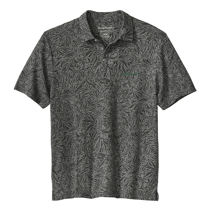 Men's Tommy Bahama Gray Oregon Ducks IslandZone Wild Hibiscus Tri-Blend Polo