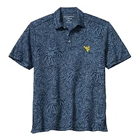Men's Tommy Bahama  Navy West Virginia Mountaineers IslandZone Wild Hibiscus Tri-Blend Polo