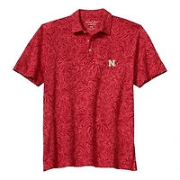 Men's Tommy Bahama  Scarlet Nebraska Huskers IslandZone Wild Hibiscus Tri-Blend Polo