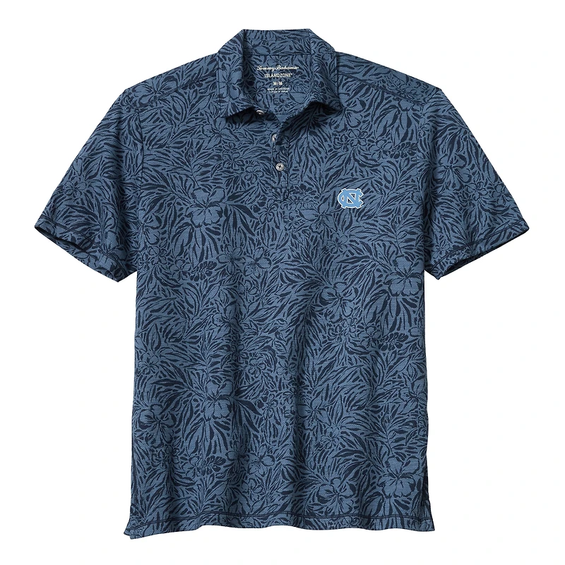 Men's Tommy Bahama Navy North Carolina Tar Heels IslandZone Wild Hibiscus Tri-Blend Polo