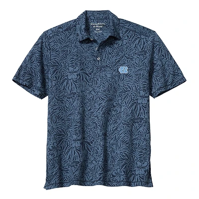 Men's Tommy Bahama  Navy North Carolina Tar Heels IslandZone Wild Hibiscus Tri-Blend Polo