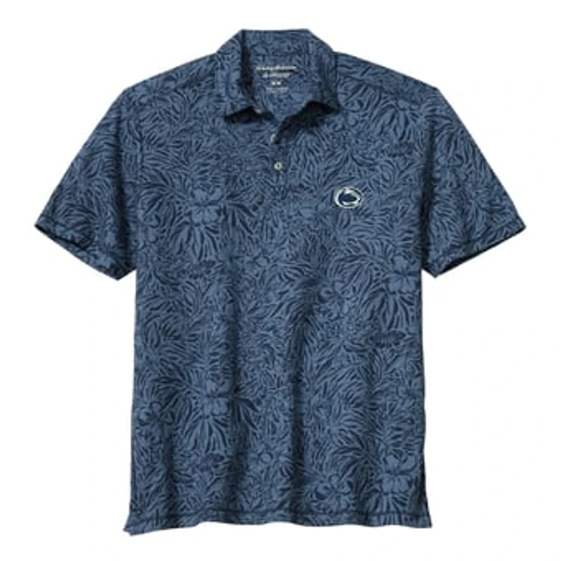 Men's Tommy Bahama Navy Penn State Nittany Lions IslandZone Wild Hibiscus Tri-Blend Polo