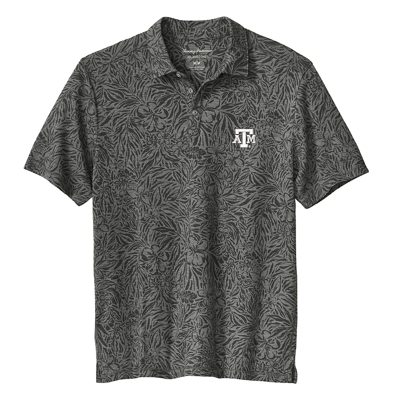 Men's Tommy Bahama  Gray Texas A&M Aggies IslandZone Wild Hibiscus Tri-Blend Polo