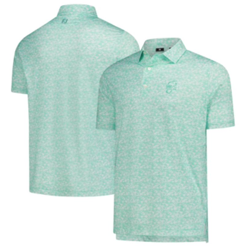 Men's FootJoy Light Green WM Phoenix Open Hidden Palm Print Lisle ProDry Polo