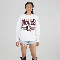 Women's Gameday Couture White Florida State Seminoles Oversized Premium Fleece Sweatshirt