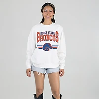Women's Gameday Couture White Boise State Broncos Oversized Premium Fleece Sweatshirt