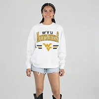 Women's Gameday Couture White West Virginia Mountaineers Oversized Premium Fleece Sweatshirt