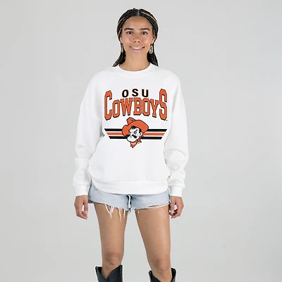 Women's Gameday Couture White Oklahoma State Cowboys Oversized Premium Fleece Sweatshirt