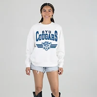 Women's Gameday Couture White BYU Cougars Oversized Premium Fleece Sweatshirt